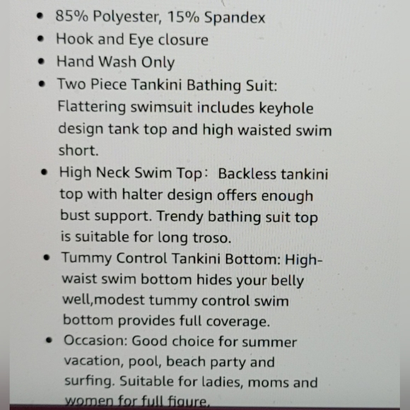 NWT tear drop cut out padded A line high waisted padded tankini large swim suit - Picture 8 of 13